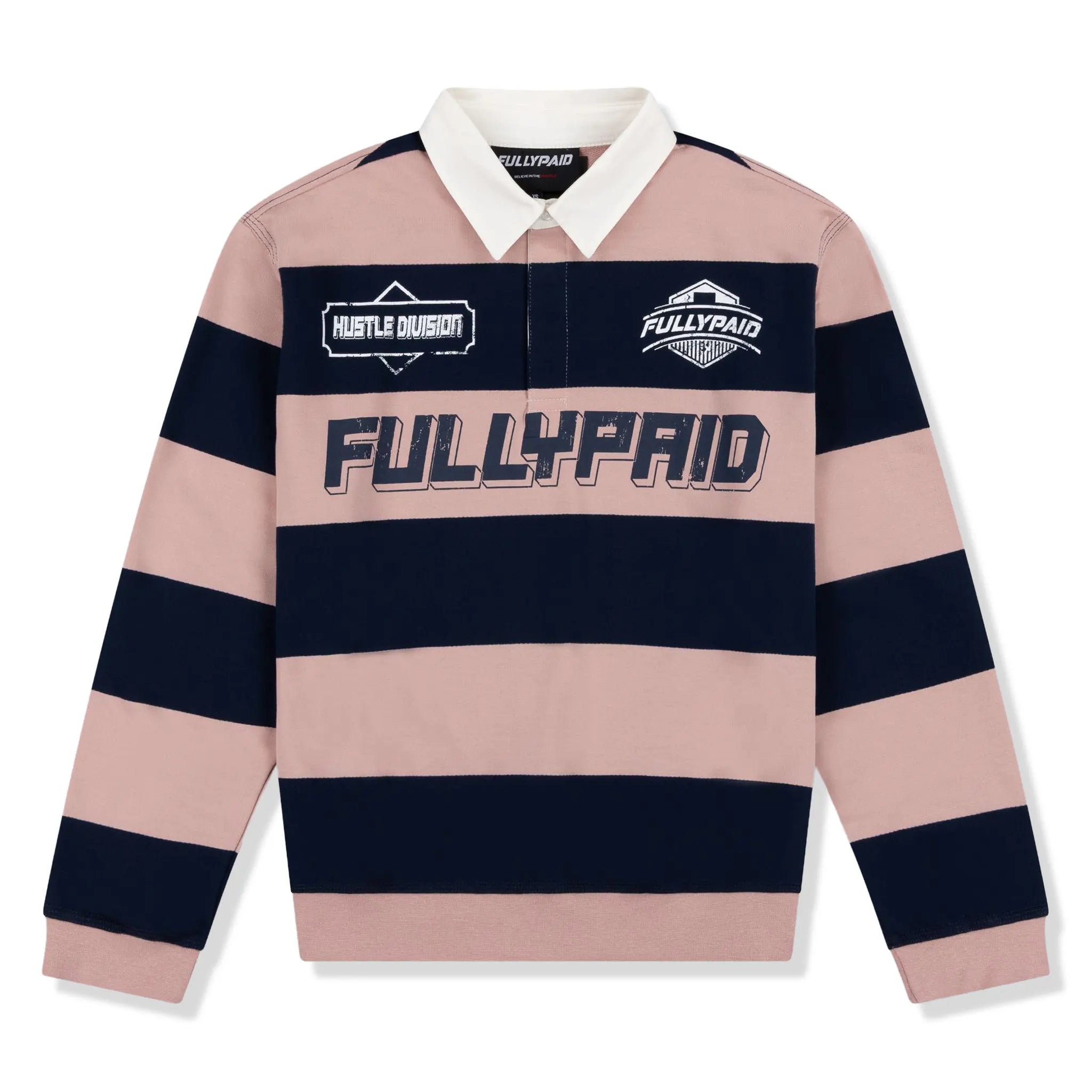 Front View of Fully Paid FP Navy Pink Polo Shirt